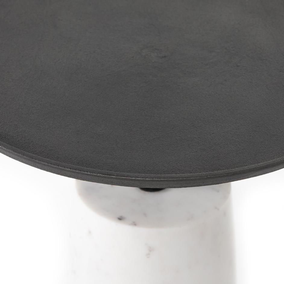 Cronos End Table In Polished White Marble by FOUR HANDS