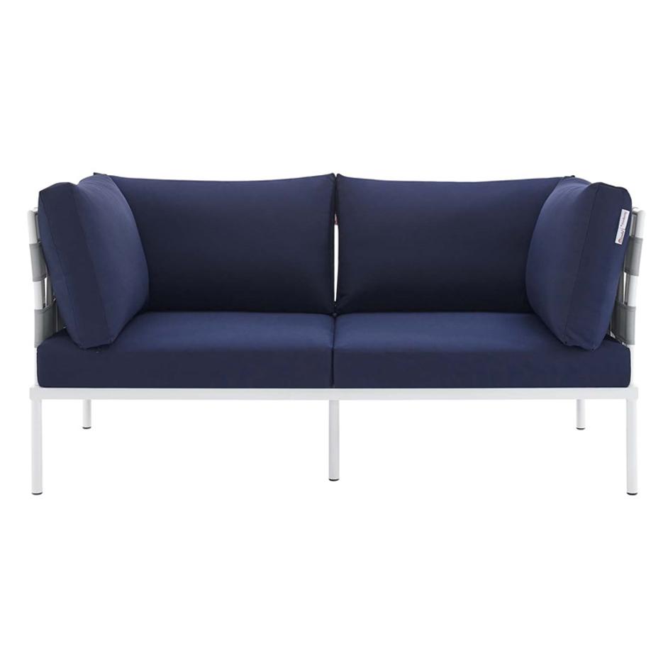 Concord Sunbrella® Outdoor Patio Aluminum Loveseat In Gray Navy by Modway Furniture