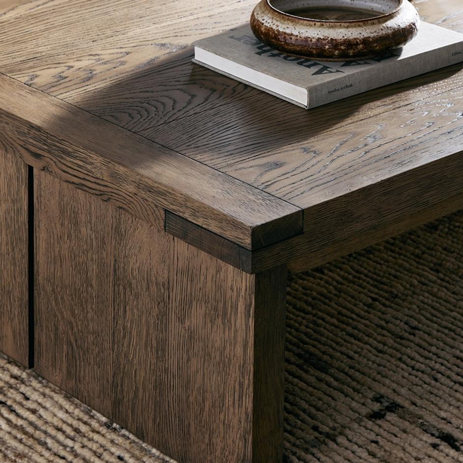 Warby Coffee Table in Worn Oak by FOUR HANDS