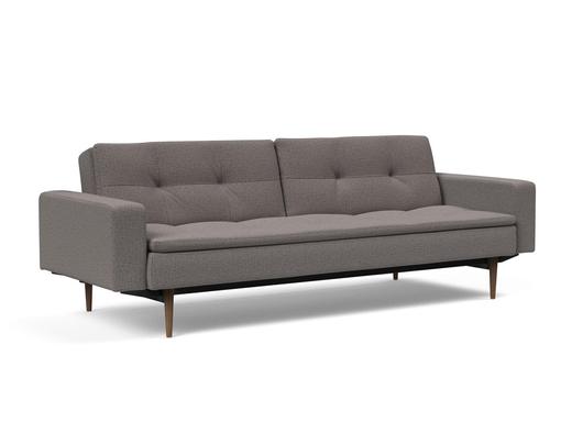 DUBLEXO SLEEPER SOFA W/ARMS in MIXED DANCE GREY FABRIC WITH Dark Wood LEGS 521 by INNOVATION USA