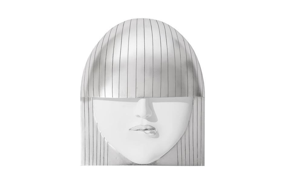 Fashion Faces Wall Art, Large, Pout, White and Silver Leaf by PHILLIPS COLLECTION