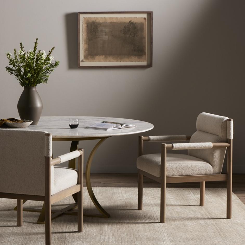 Kiano Dining Armchair In Charter Oatmeal by FOUR HANDS