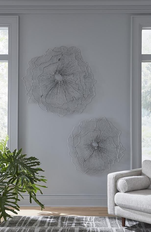 Poppy Flower Wall Art, Silver/Black, Small by Phillips Collection
