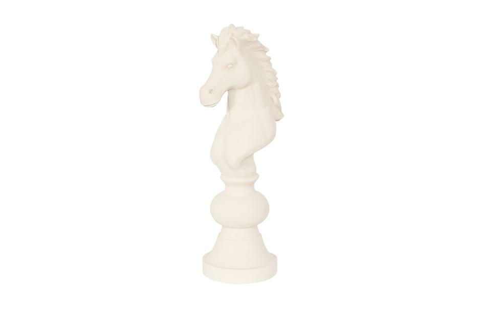 Knight Chess Sculpture, Cast Stone White, Smallallall by Phillips Collection