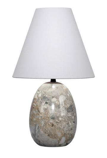 Capsule Travertine Table Lamp with Linen Shade by Jamie Young