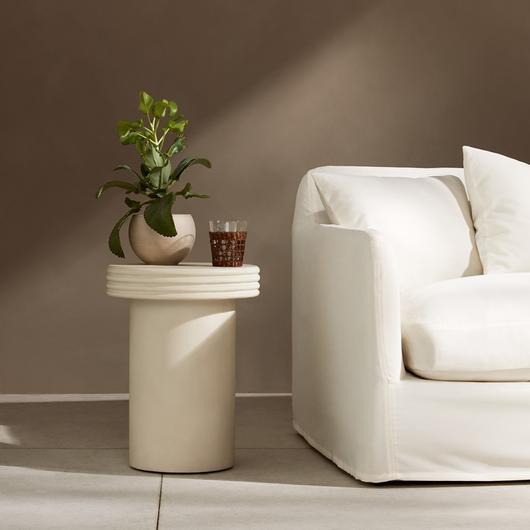 Grecia Outdoor End Table In Small In White by FOUR HANDS