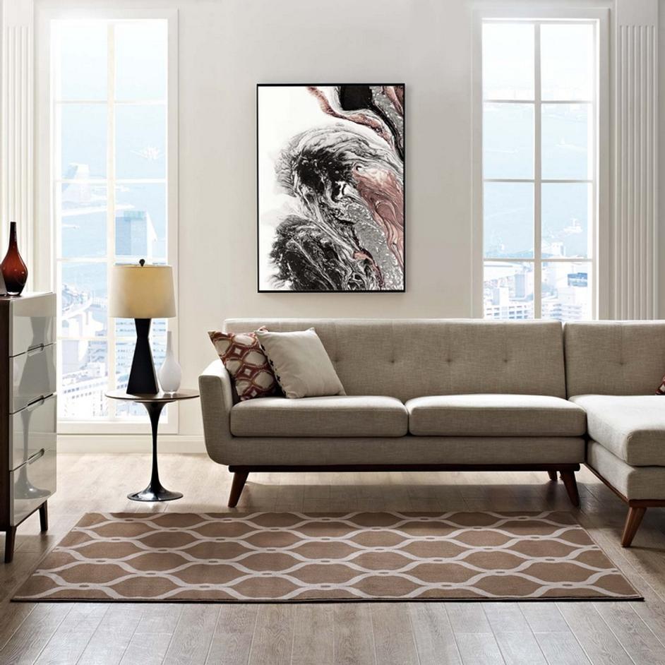 Barrett Chain Link Transitional Trellis 5X8 Area Rug In Dark Tan And Beige by Modway Furniture