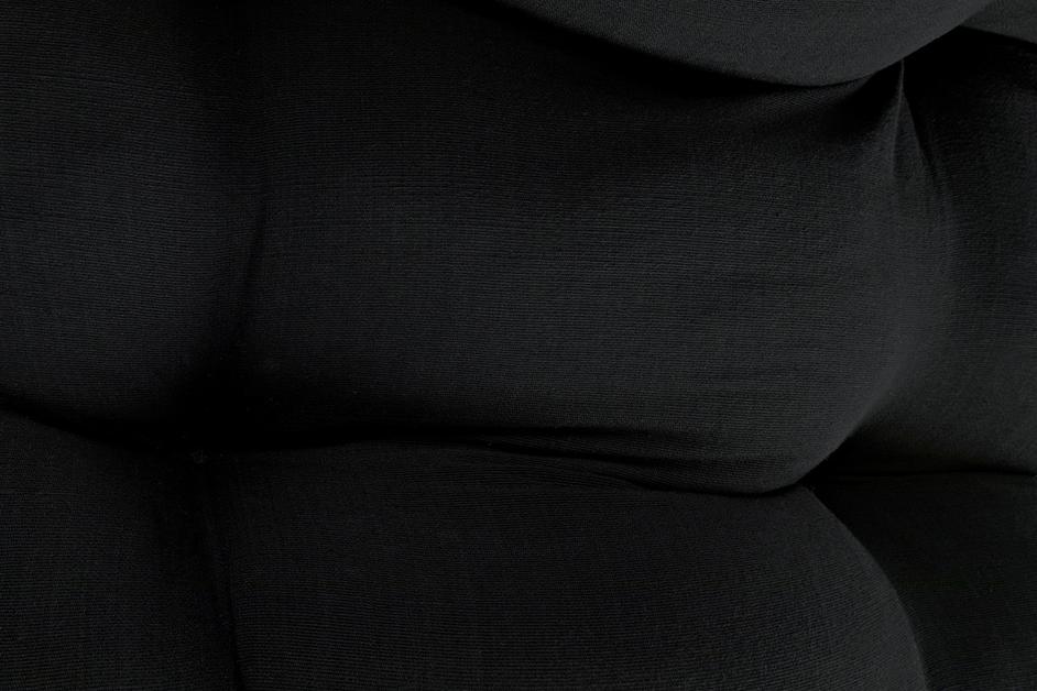 Hanzo Teak Chair with Industrial Steel Legs and Black Cotton Cushion, Satin Finish by Noir Furniture