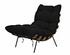 Hanzo Teak Chair with Industrial Steel Legs and Black Cotton Cushion, Satin Finish by Noir Furniture