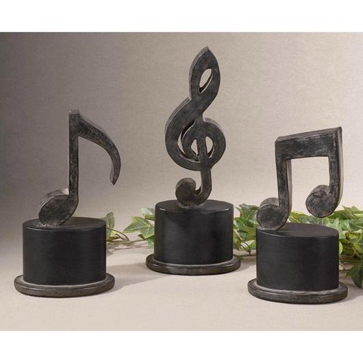 Music Notes Metal Figurines, Set/3 by Uttermost