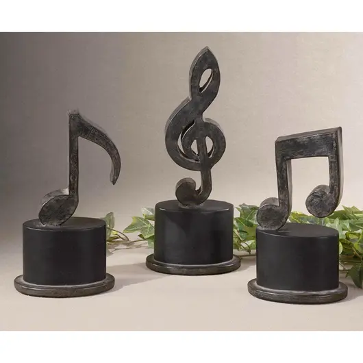 Music Notes Metal Figurines, Set/3 by Uttermost