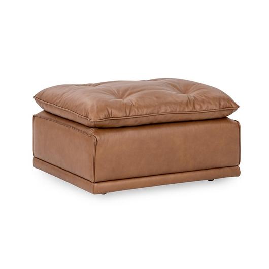 Haven Leather Ottoman Toffee Brown by Classic Home