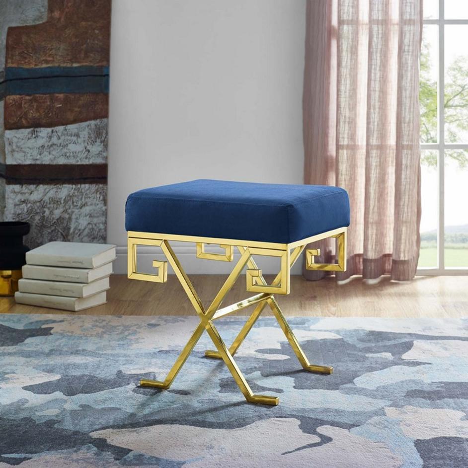 Ballard Performance Velvet Bench In Gold Navy by Modway Furniture