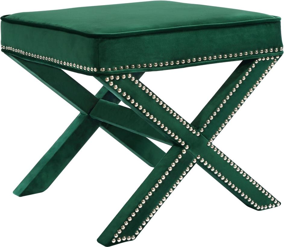 Alan Ottoman/Bench In Green Velvet by Meridian Furniture