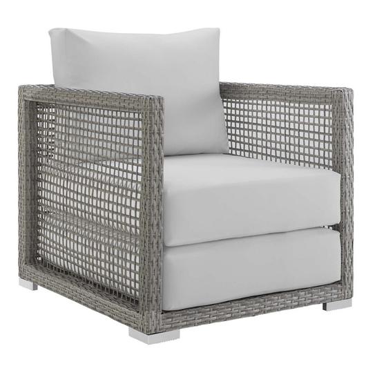 Harman Rattan Outdoor Patio Armchair In Gray White by Modway Furniture