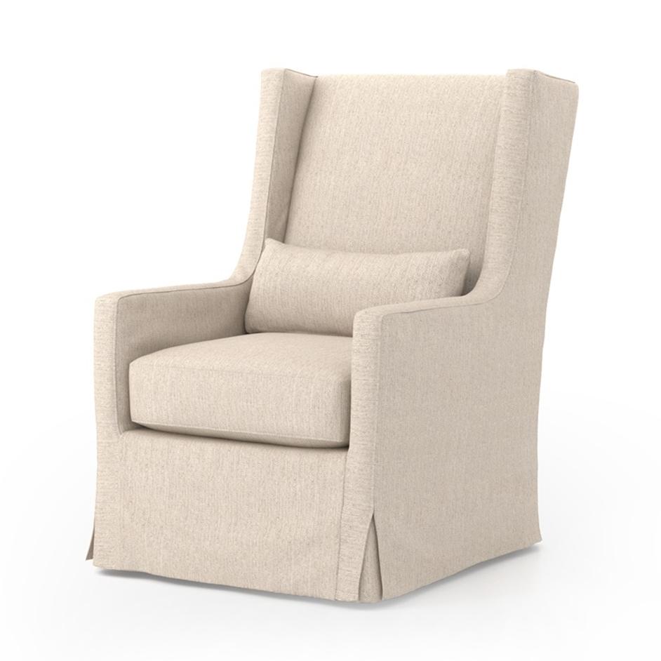 Swivel Wing Chair In Jette Linen by FOUR HANDS