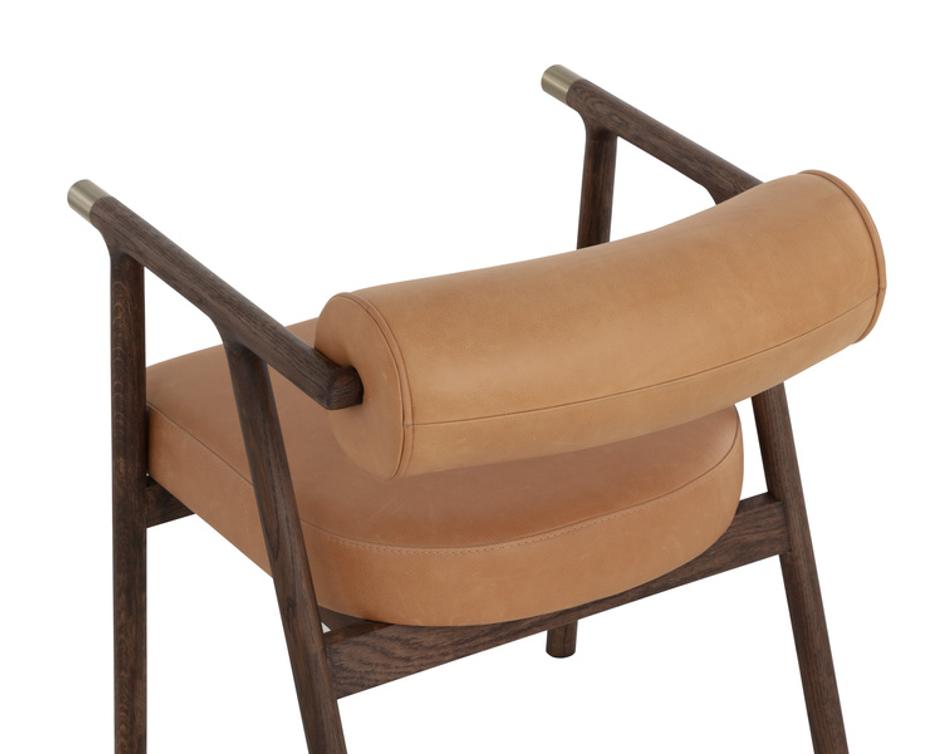 SOVA DINING ARMCHAIR - ANTIQUE BROWN - SAHARA CAMEL LEATHER by Sunpan