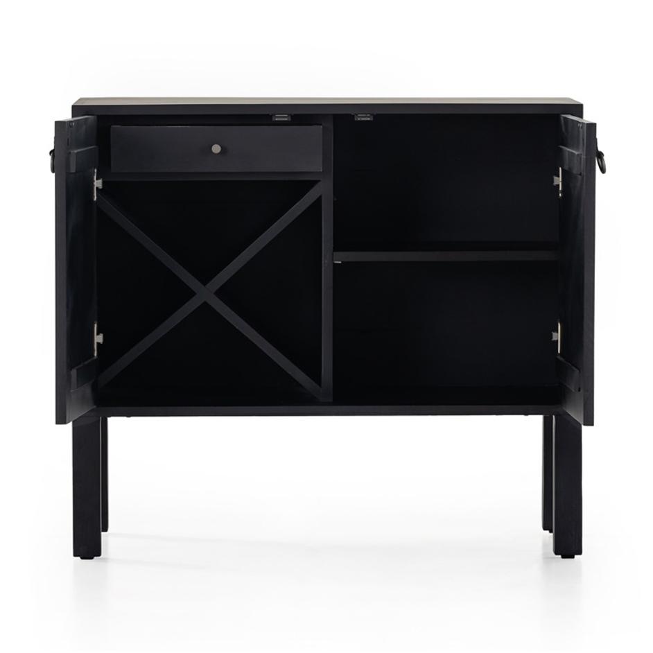 Isador Bar Cabinet In Black Wash Poplar by FOUR HANDS