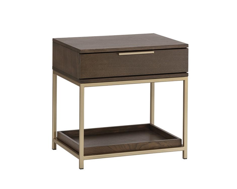 Rebel Nightstand - Gold - Raw Umber by Sunpan