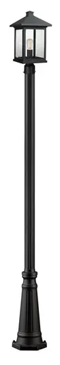 Portland 1 Light Outdoor Post Light in Black Finish by Z-Lite