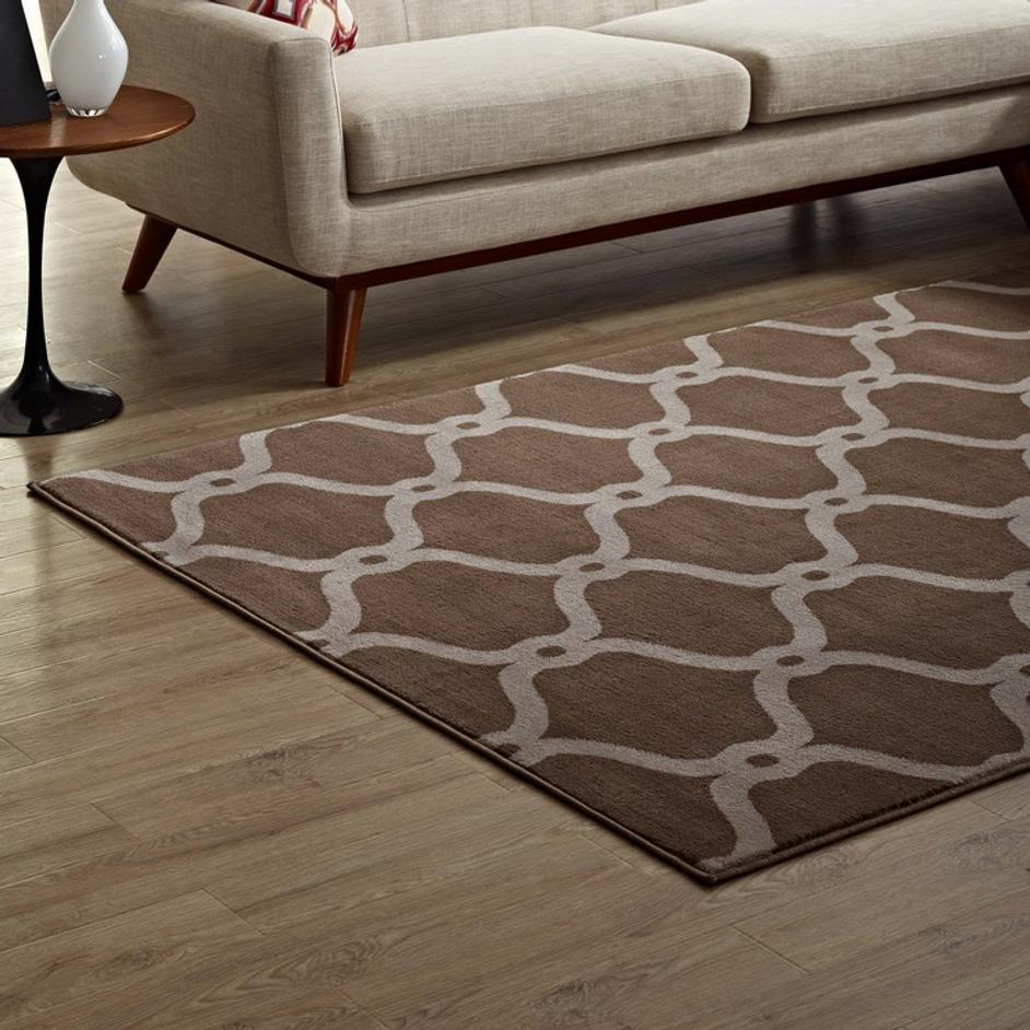 Barrett Chain Link Transitional Trellis 8X10 Area Rug In Dark Tan And Beige by Modway Furniture