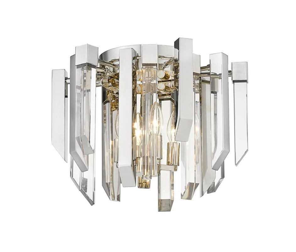Bova 4 Light Flush Mount in Polished Nickel Finish by Z-Lite