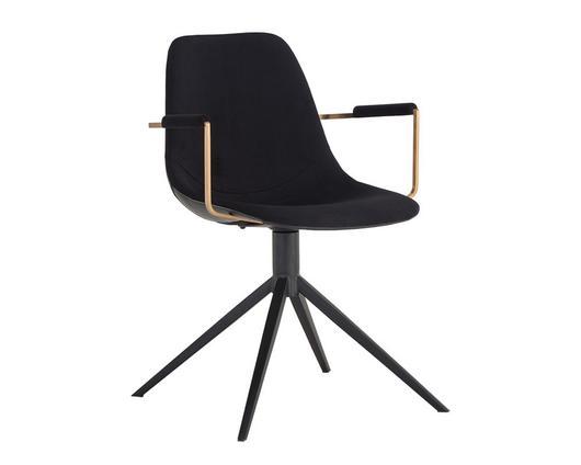 Cassius Swivel Dining Armchair - Abbington Black / Bravo Black by Sunpan