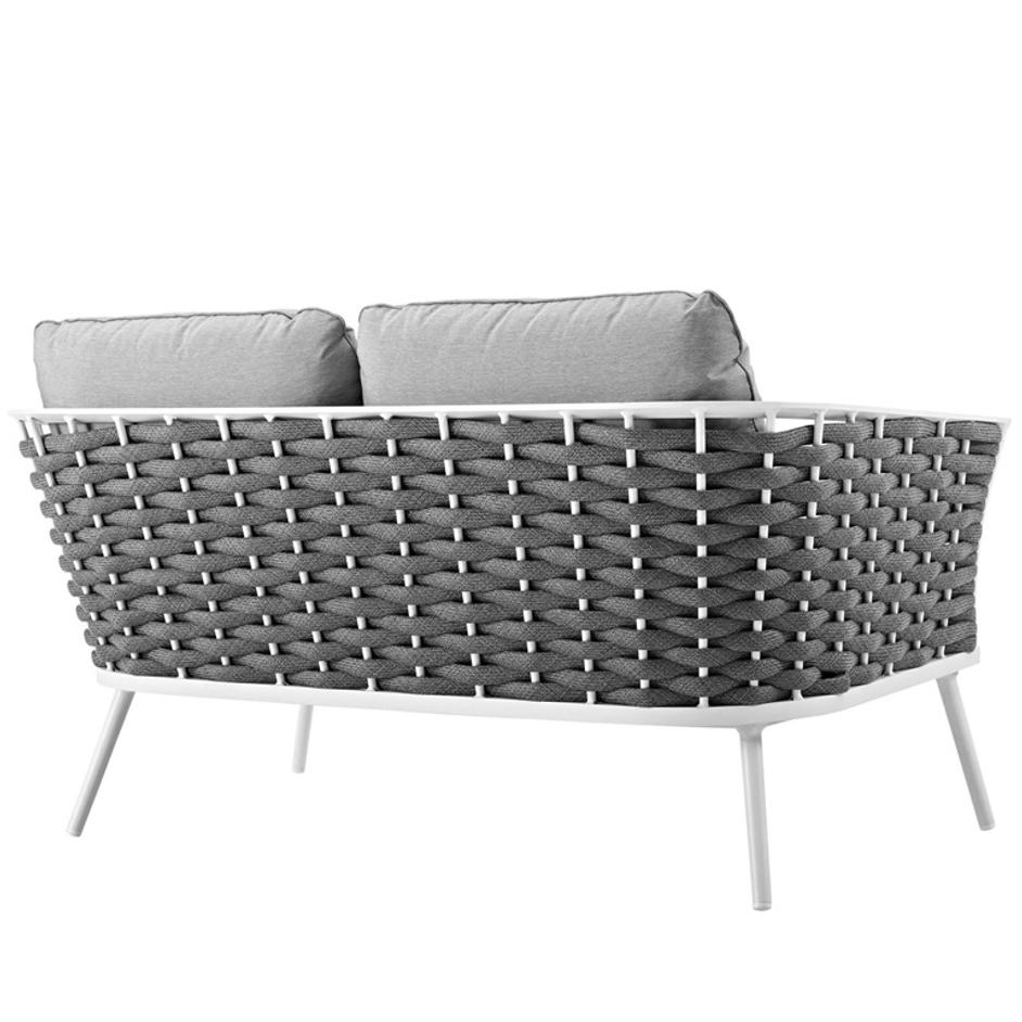 Aubrey Outdoor Patio Aluminum Loveseat In White Gray by Modway Furniture