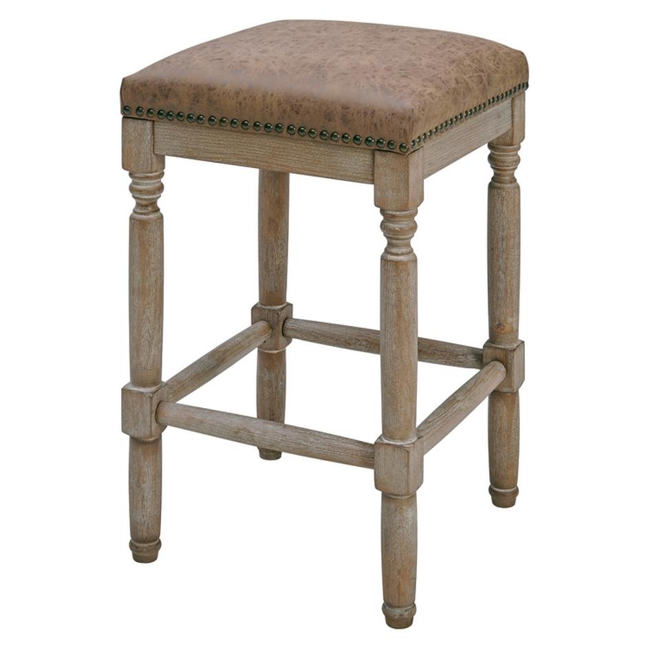 Ernie Counter Stool Drift wood Legs In Nubuck Chocolate by New Pacific Direct