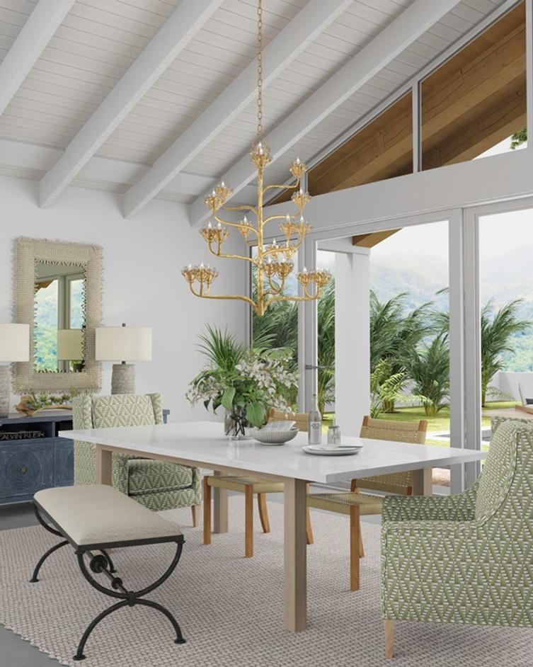 Agavé Americana Gold Chandelier In Dark Contemporary Gold Leaf by Currey & Company