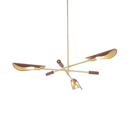 Astrid Chandelier In Dark Brown Leather by FOUR HANDS