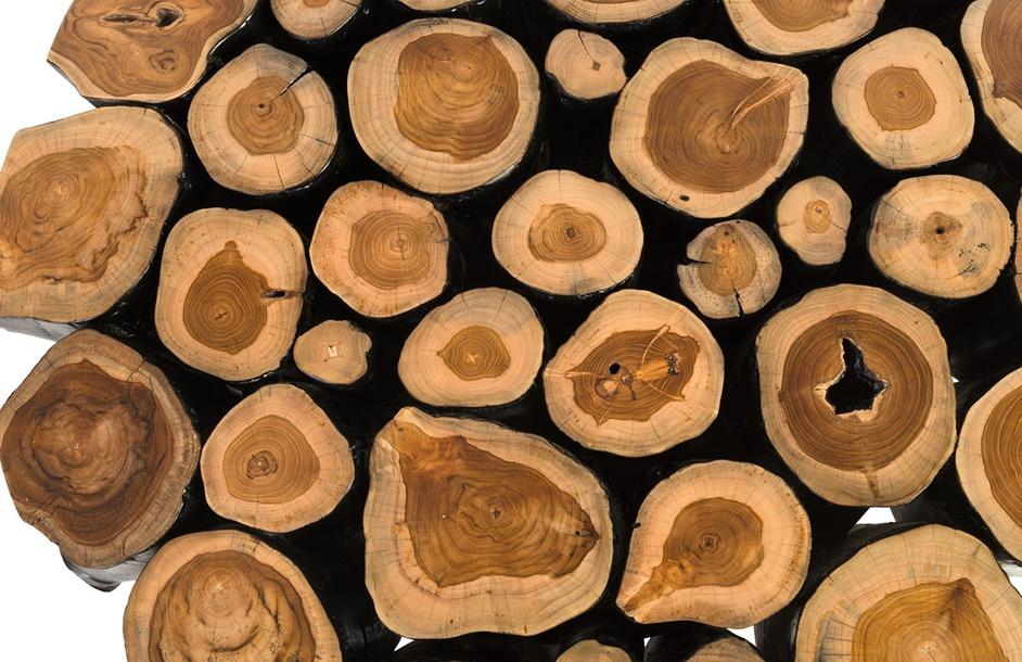 Boscage Coffee Table on Black Metal Legs, Round by PHILLIPS COLLECTION