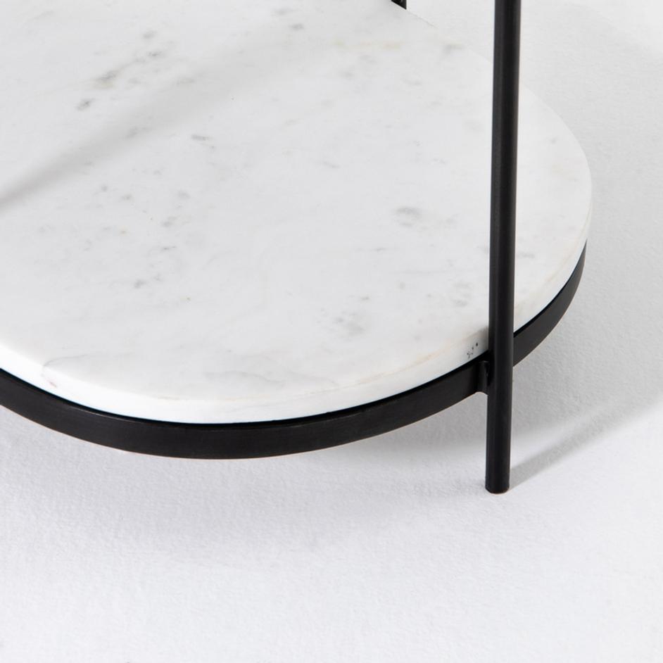 Felix Oval Nightstand-Hammered Grey With Clear Powder Coat by FOUR HANDS