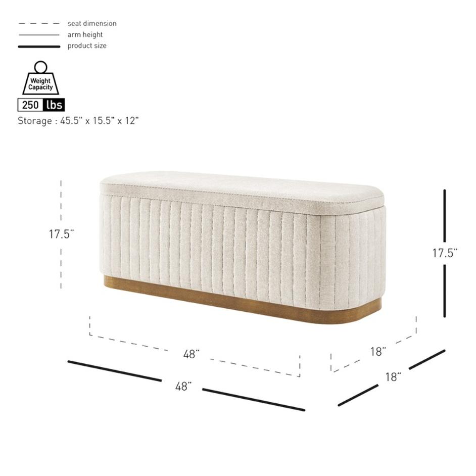 Clinton Chenille Storage Bench, Seneca Beige  by New Pacific Direct