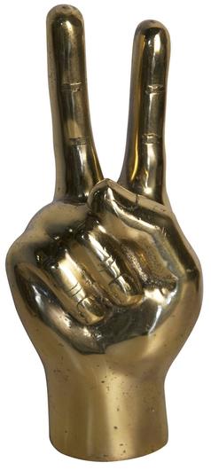 Peace Sign Antique Brass Metal Alloy Sculpture by Noir Furniture