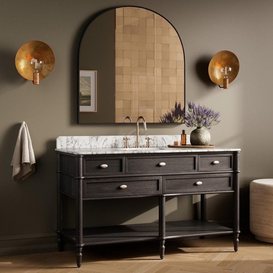 Toulouse Single Wide Vanity - Satin Black Veneer by Four Hands