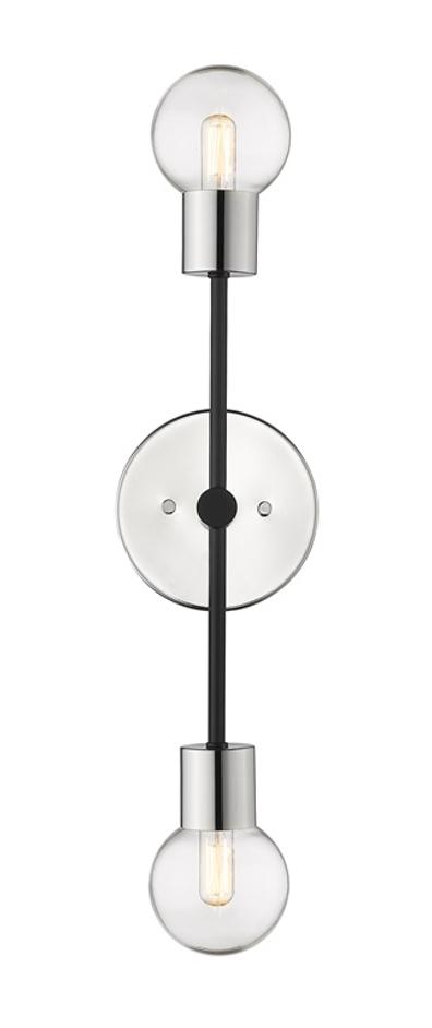 Neutra 2 Light Wall Sconce in Matte Black + Polished Nickel Finish by Z-Lite