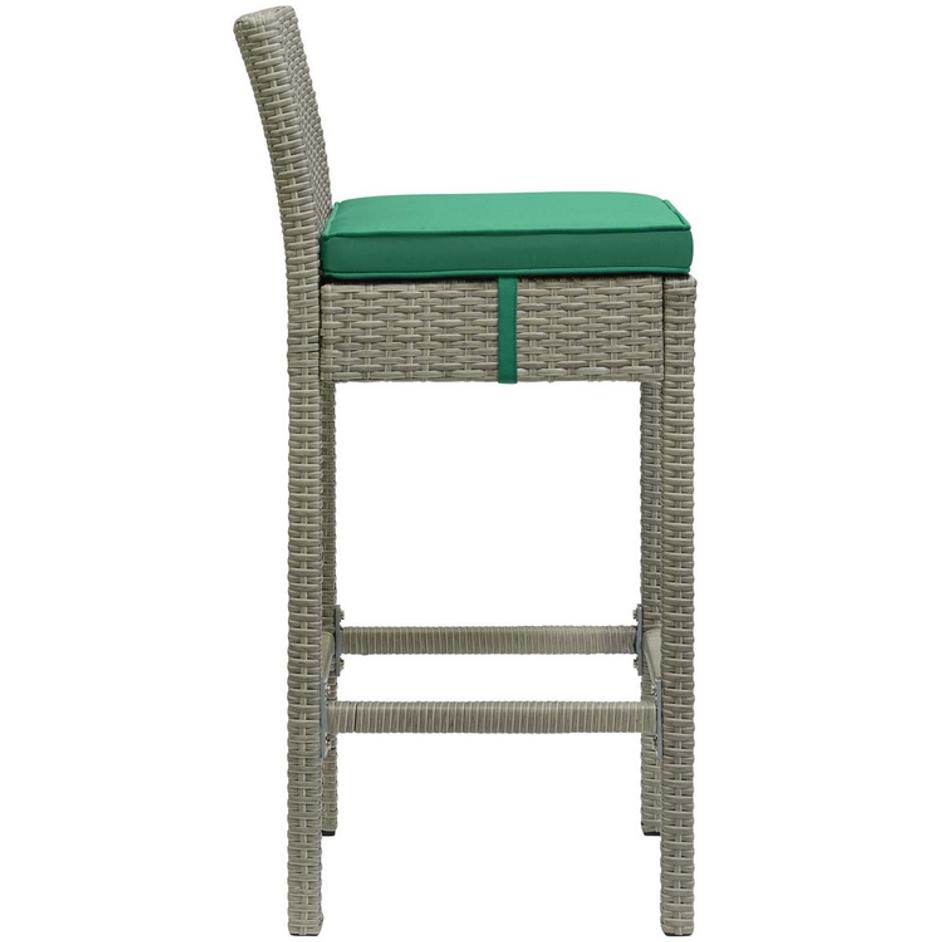 Brandon Outdoor Patio Wicker Rattan Bar Stool In Light Gray Green by Modway Furniture