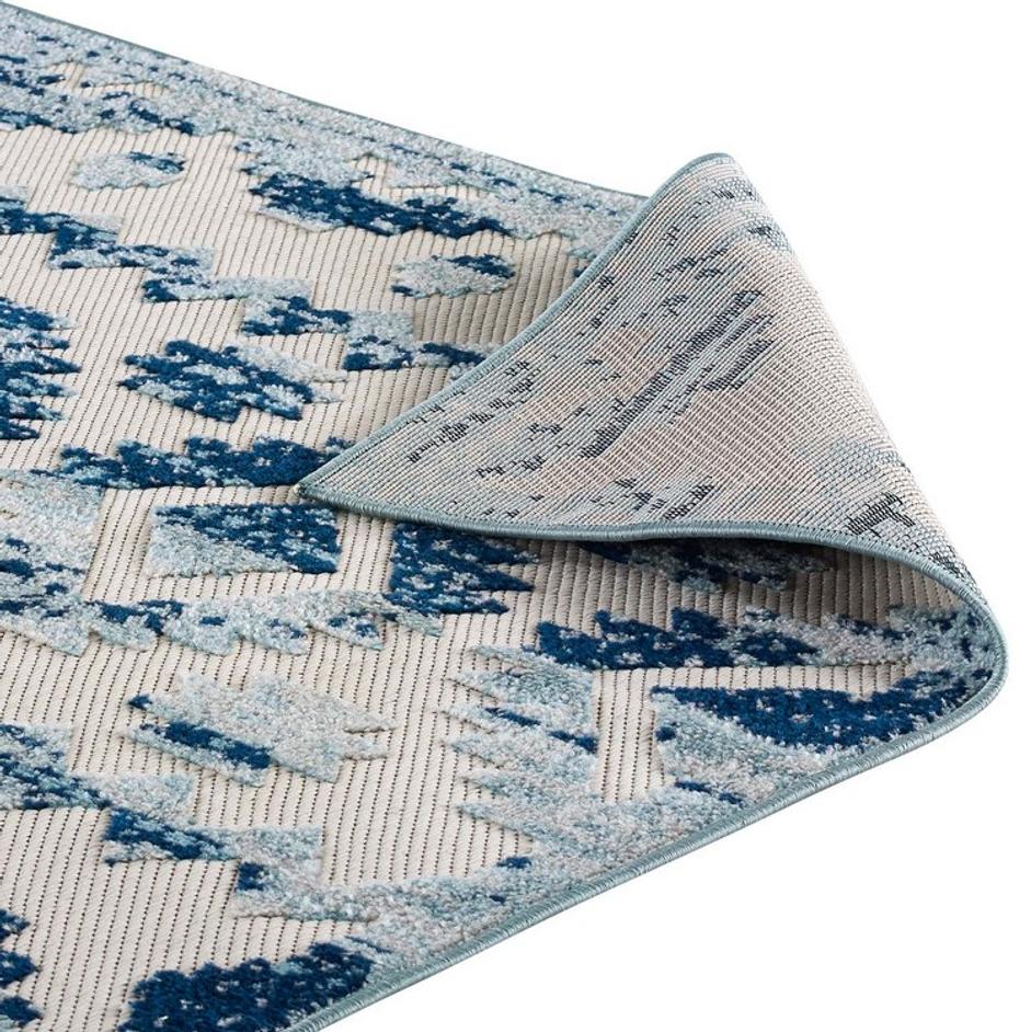 Burket Takara Abstract Diamond Moroccan Trellis 5X8 Indoor And Outdoor Area Rug In Ivory And Blue by Modway Furniture