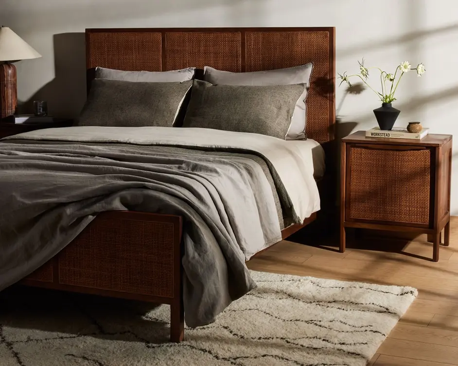 Sydney Bed In Brown Wash In King by FOUR HANDS