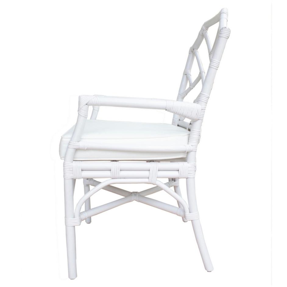 Kara Rattan Arm Chair In White by New Pacific Direct
