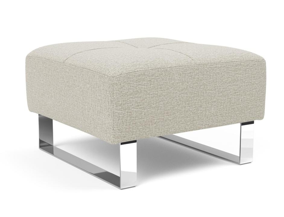 DELUXE EXCESS OTTOMAN in MIXED DANCE NATURAL FABRIC WITH Chrome legs 527 by INNOVATION USA