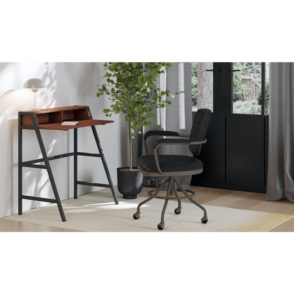 FOSTER SWIVEL DESK CHAIR ONYX BLACK LEATHER by Moes Home