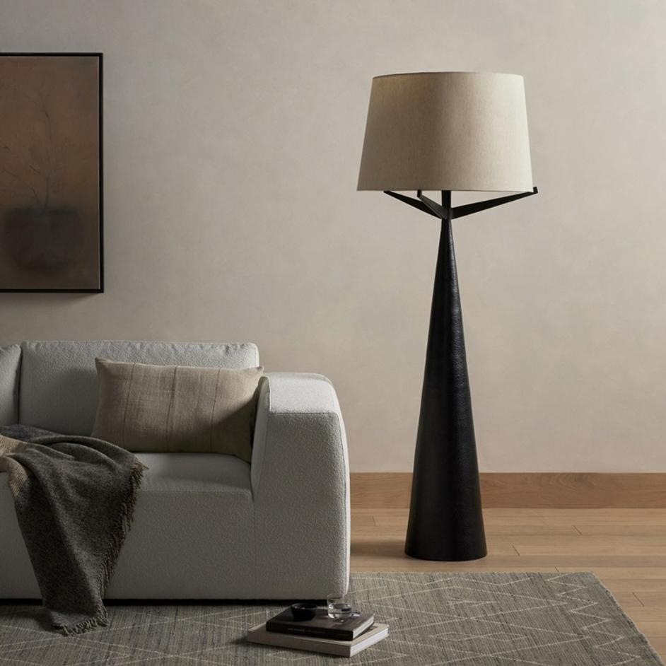 Ziggy Floor Lamp - Hammered Black Aluminum by Four Hands