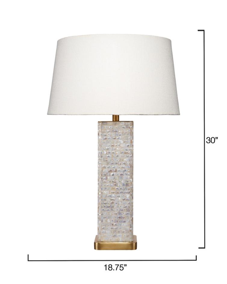 Preston Mother of Pearl Table Lamp with Linen Shade by Jamie Young