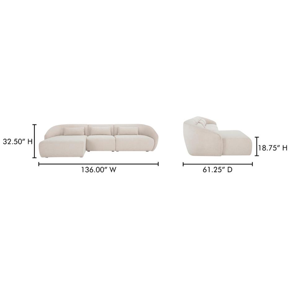 Amelia Lounge Modular Left Sectional Warm White by Moes Home