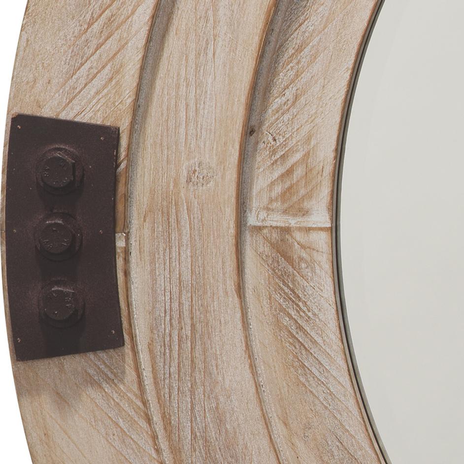 Foreman Wood Round Wall Mirror, White Washed by Jamie Young