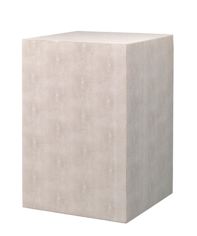 Structure Faux-Shagreen Square Side Table, Cream by Jamie Young