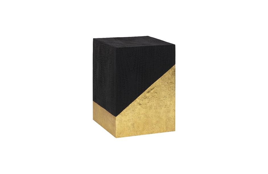 Scorched Side Table, Black and Gold Leaf by Phillips Collection