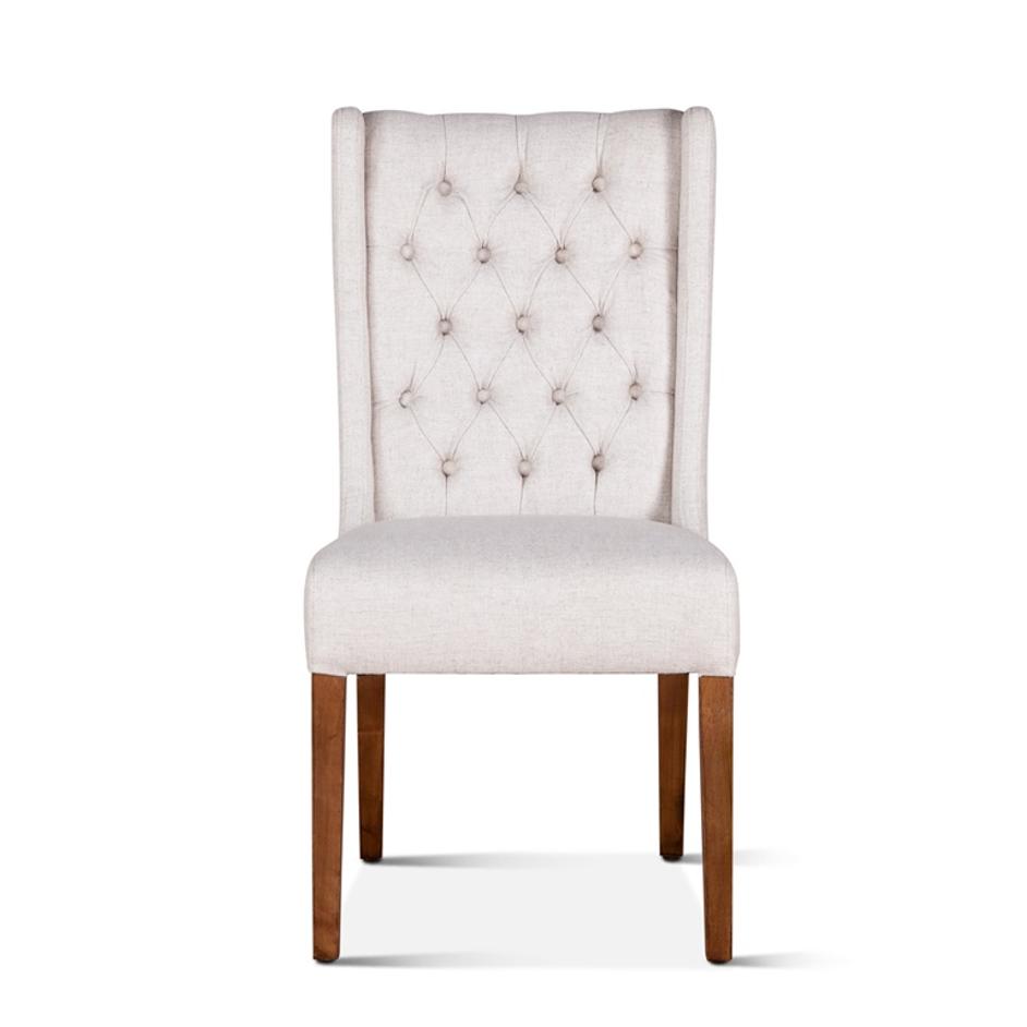 Lara Off-White Linen Dining Chair with Natural Teak Legs by Home Trends & Design